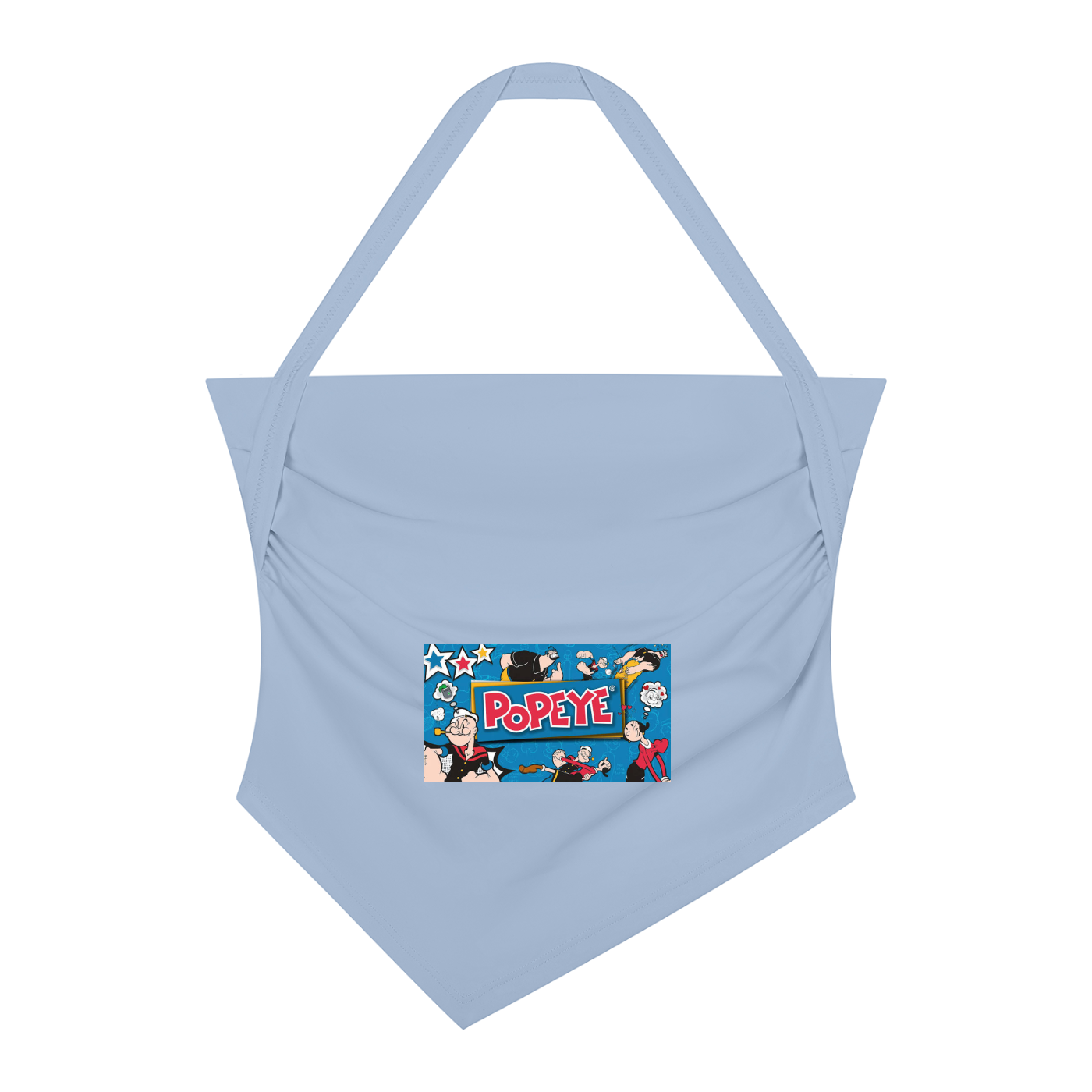 Women's graphic ruched halter neck yoga tank top front view blue – nylon elastane sporty gym holiday outdoor sport running crop bodycon summer sleeveless top