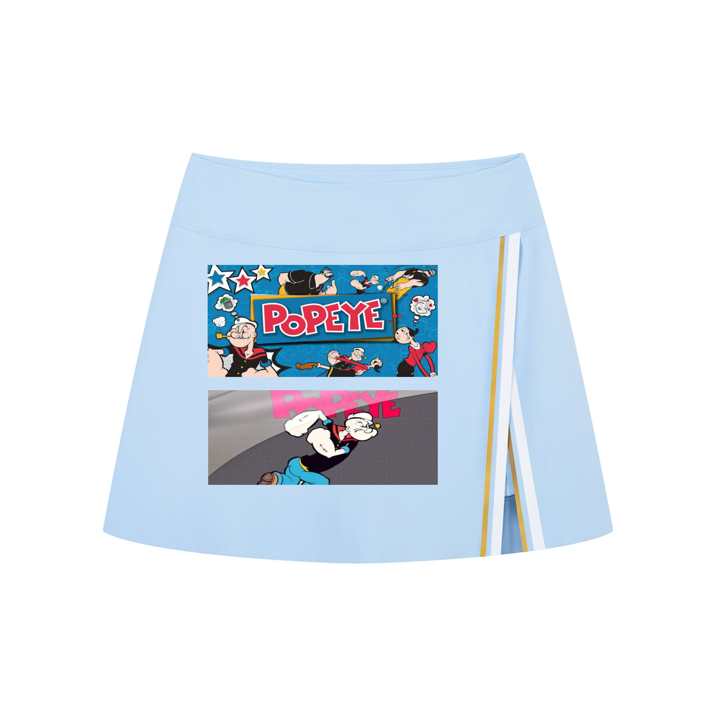 Light blue folder with Popeye-themed illustrations on a white background