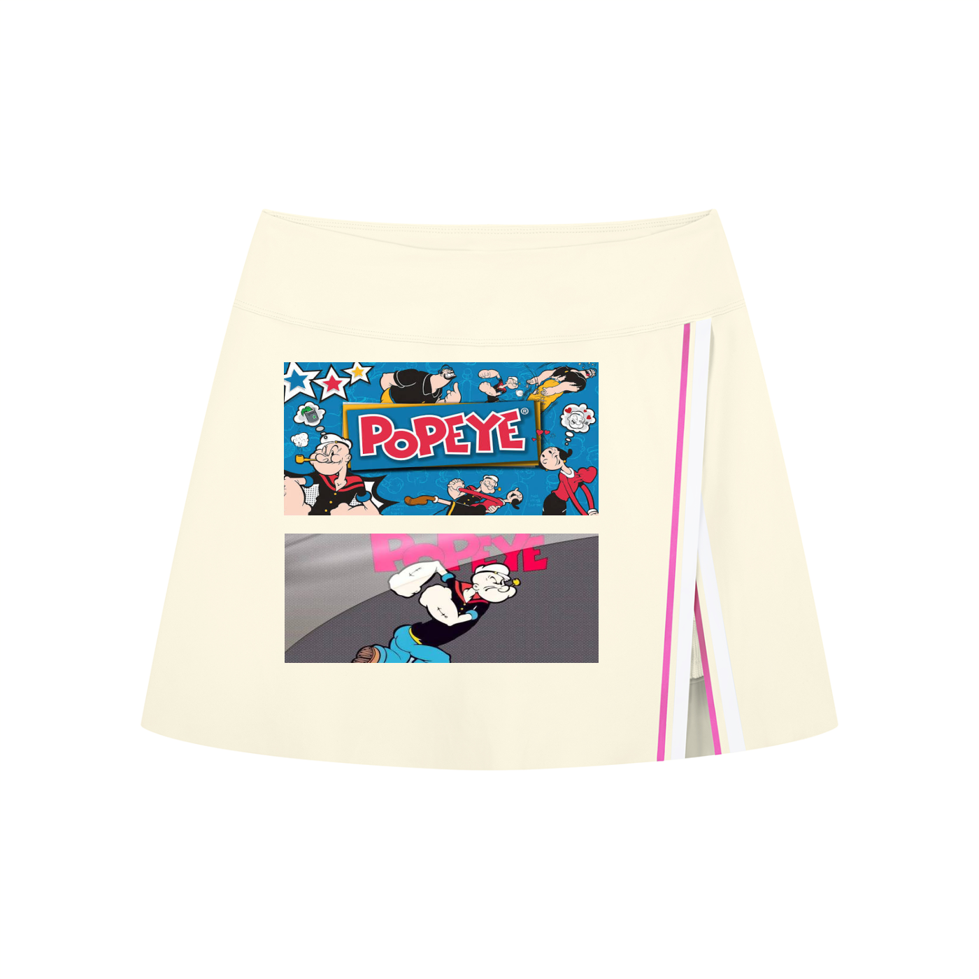 Skirt with Popeye graphics on a white background