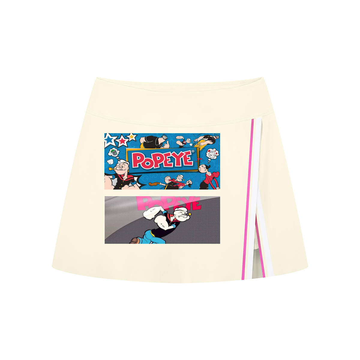Skirt with Popeye graphics on a white background