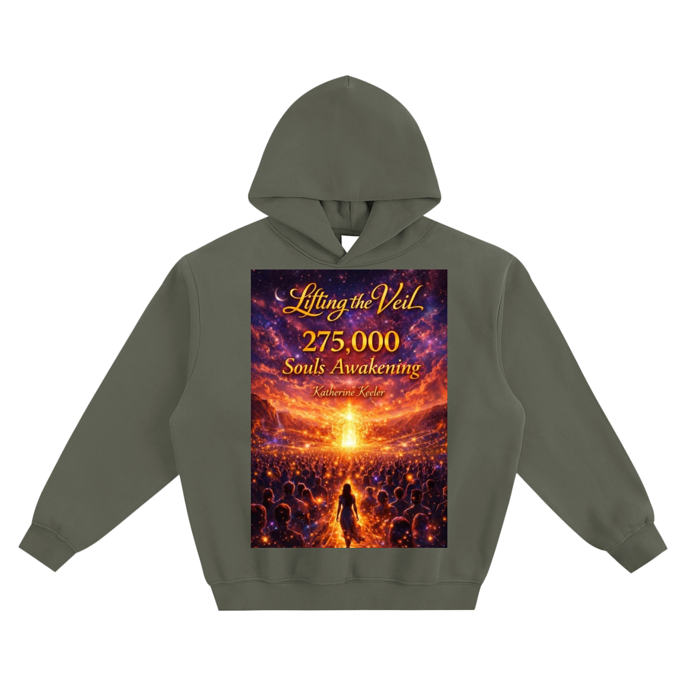 Green hoodie with a vibrant graphic design on a white background