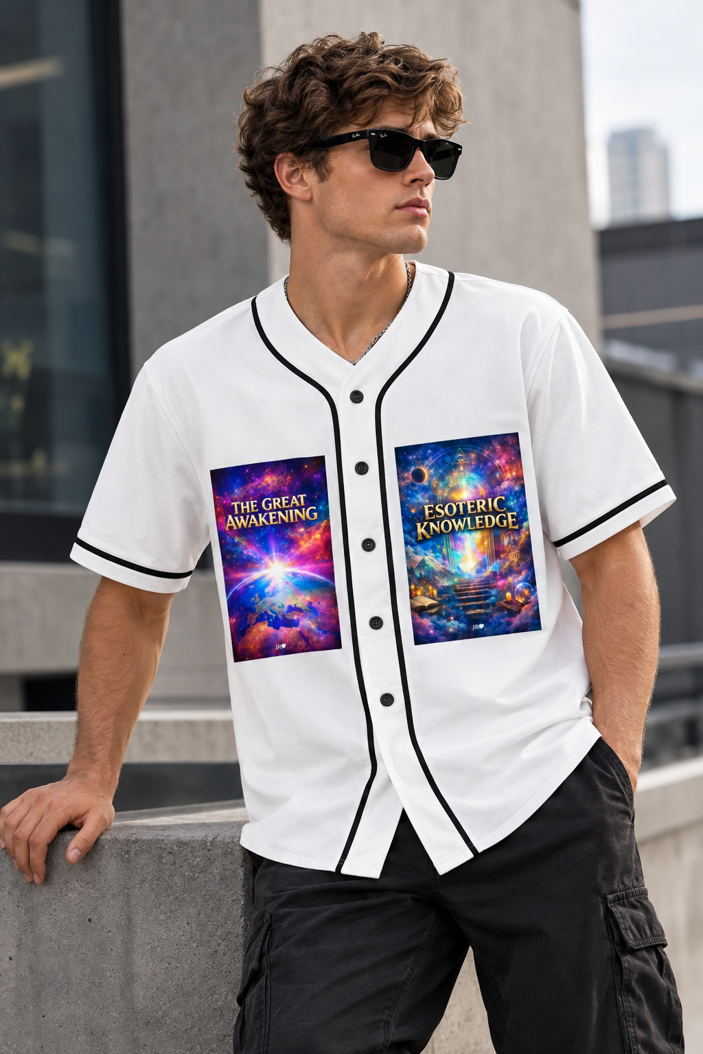 Unisex Graphic Button-Up Jersey | Contrast Piped Baseball Streetwear