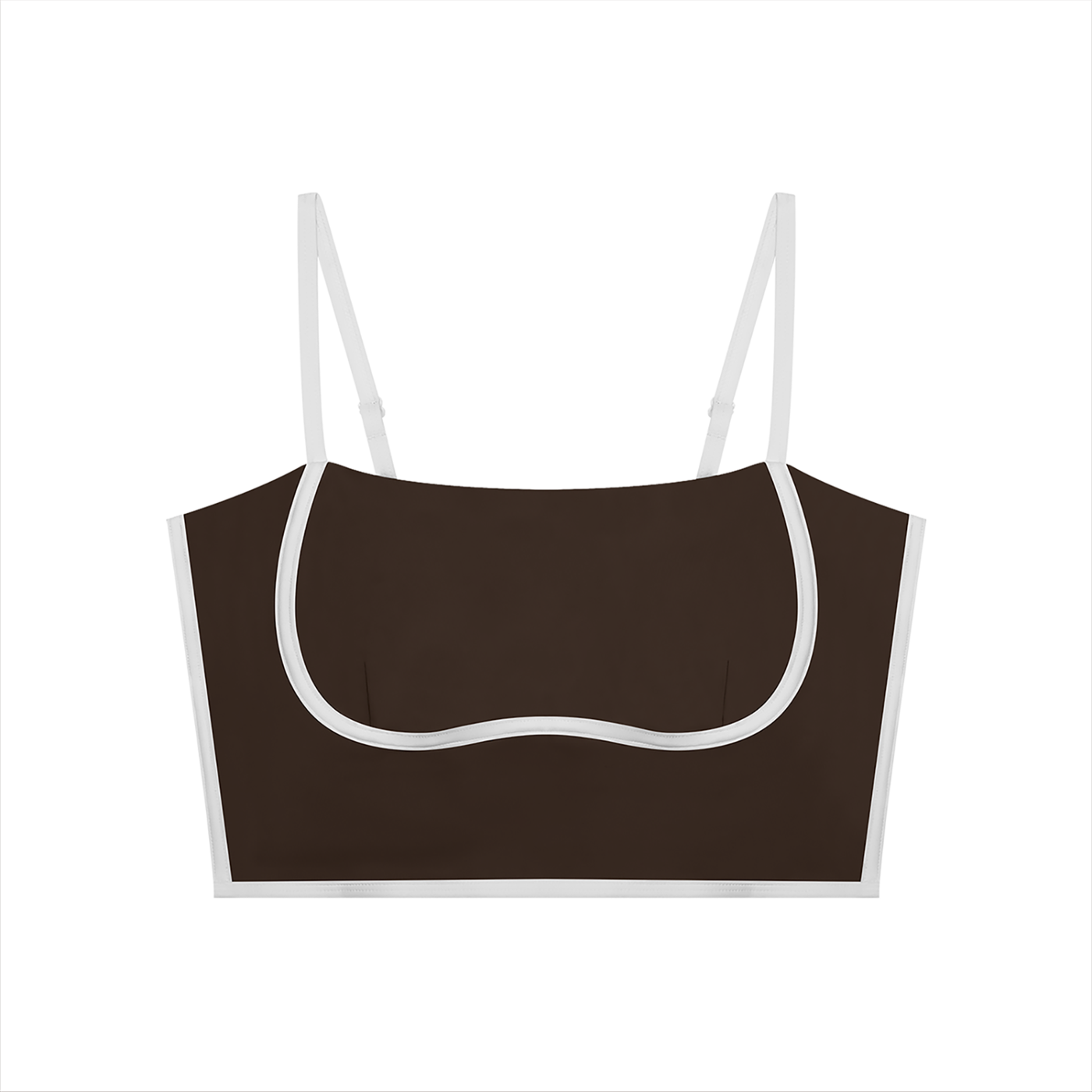 Brown crop top with thin straps on a white background