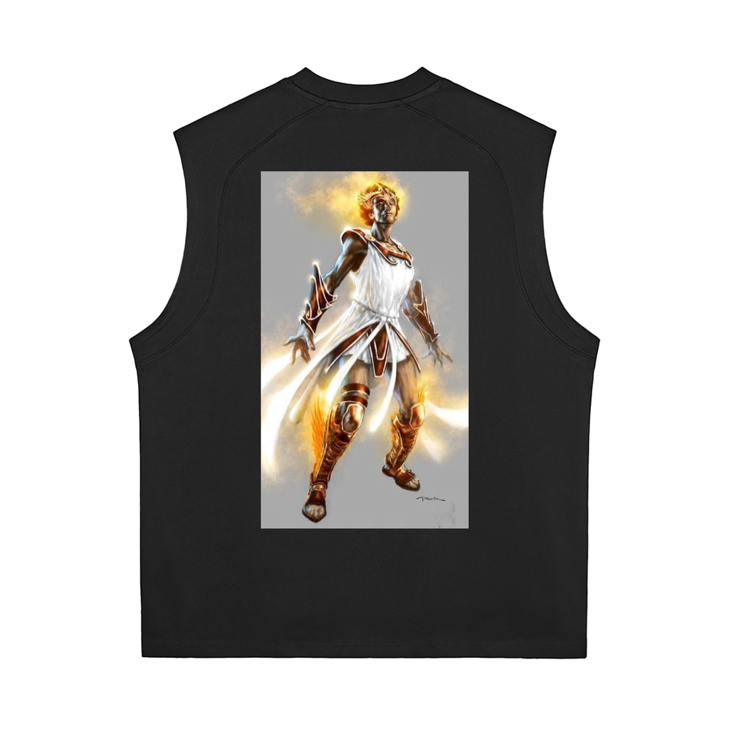 Black sleeveless shirt with a graphic of a warrior on the back