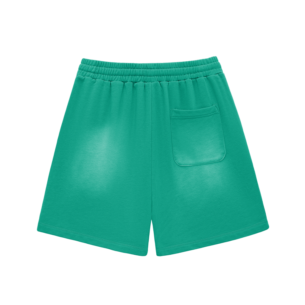 Green shorts with a pocket on a white background