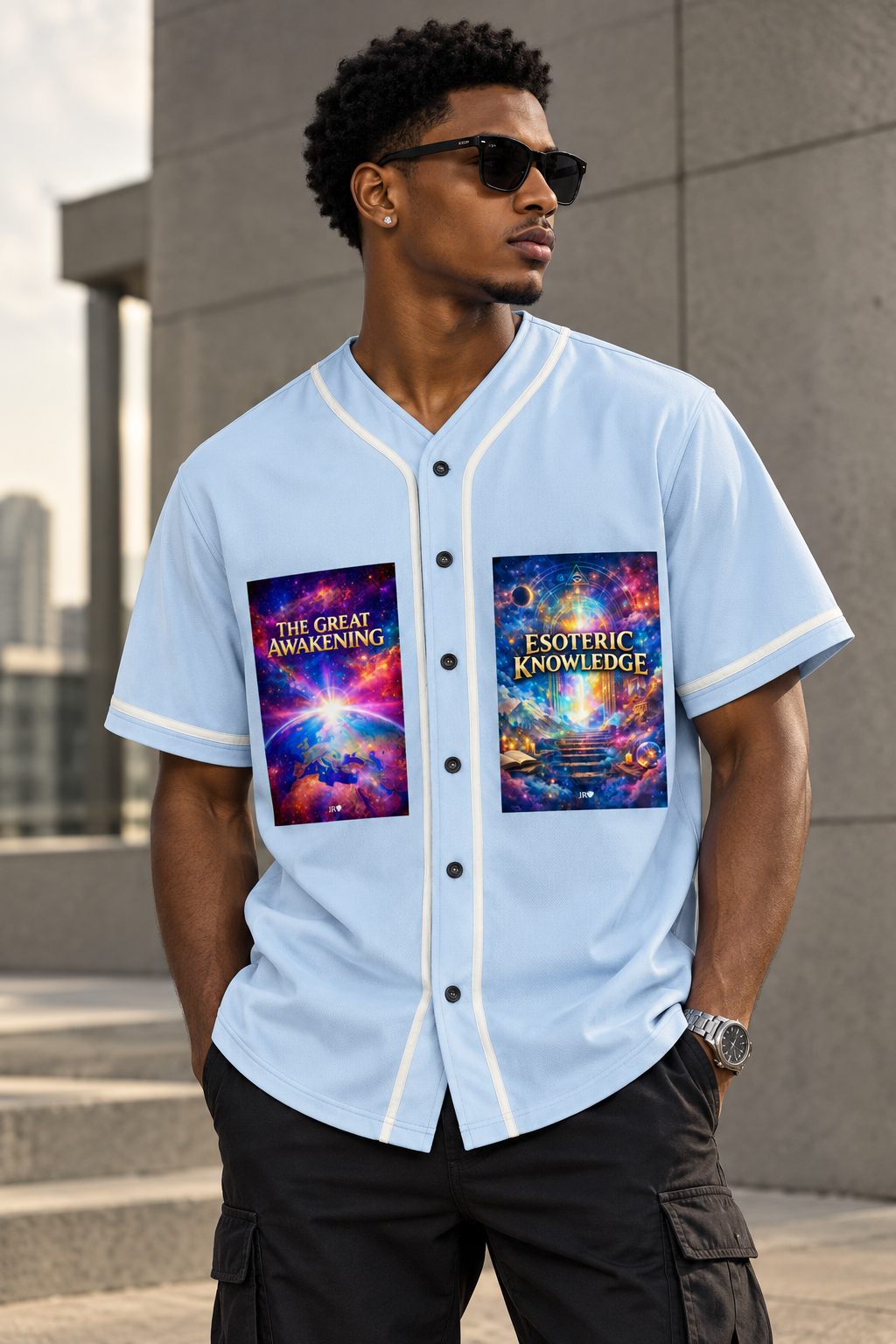 Unisex Graphic Button-Up Jersey | Contrast Piped Baseball Streetwear
