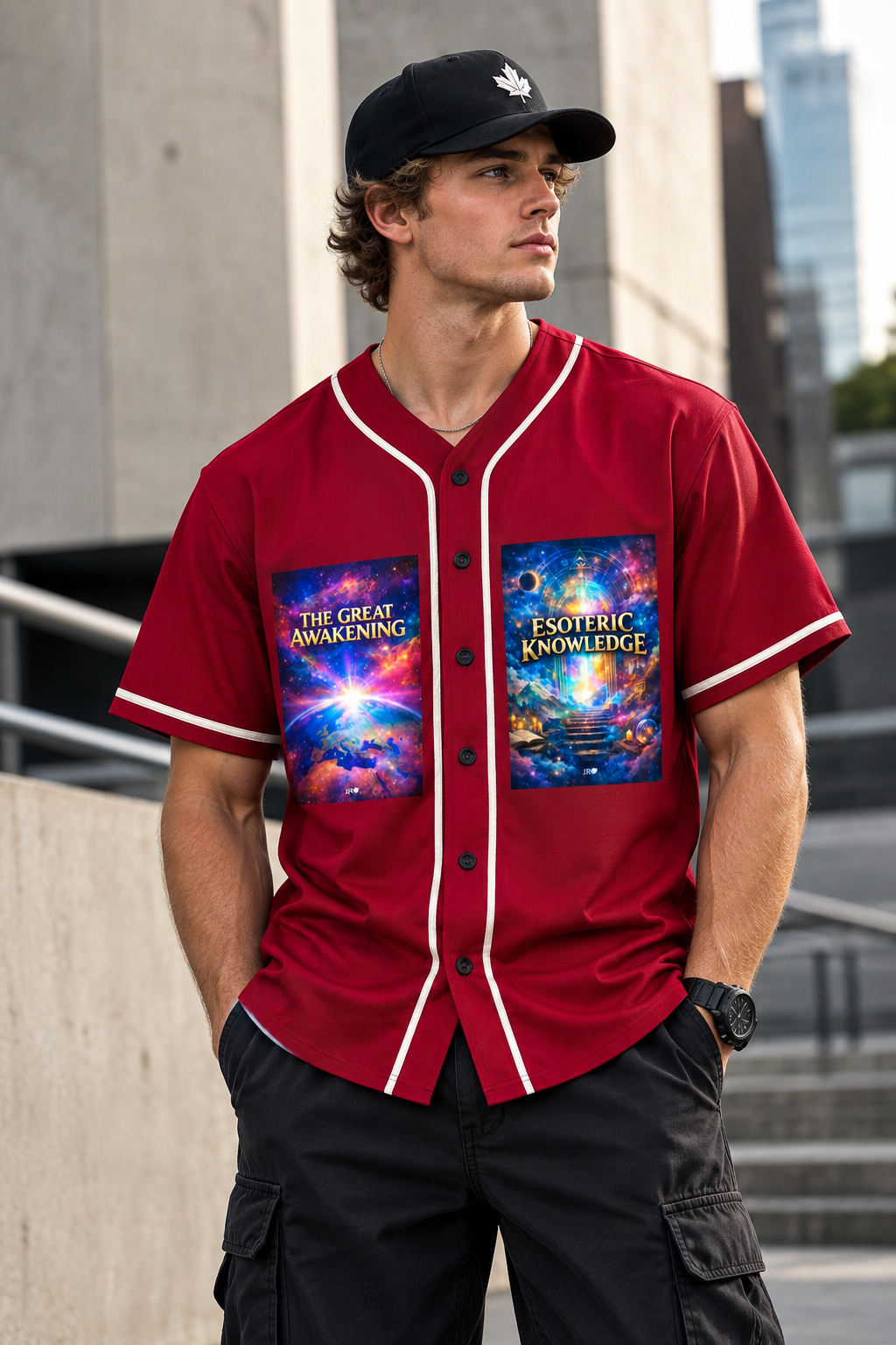 Unisex Graphic Button-Up Jersey | Contrast Piped Baseball Streetwear